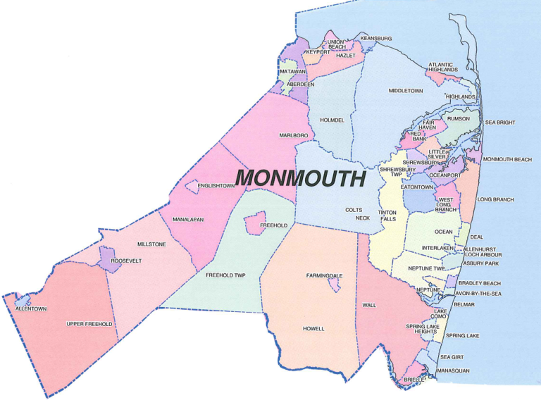 Monmouth County Municipalities Map NJ Italian Heritage Commission